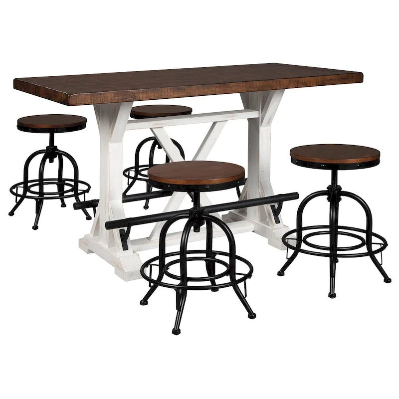 Table de comptoir rectangulaire marron/blanc pour salle à manger - 60 L x 30 P x 36 H