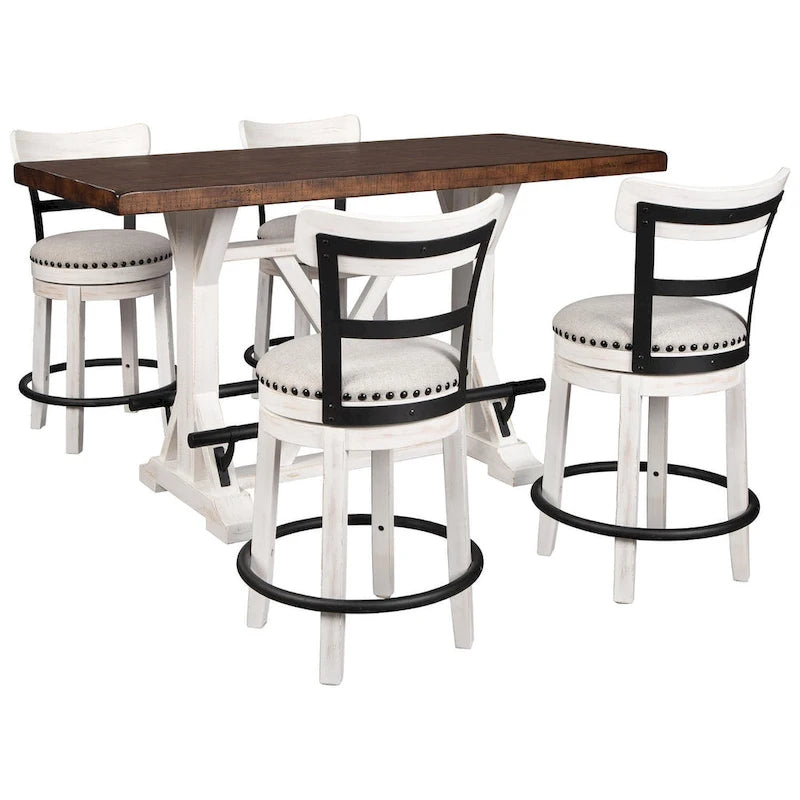 Table de comptoir rectangulaire marron/blanc pour salle à manger - 60 L x 30 P x 36 H