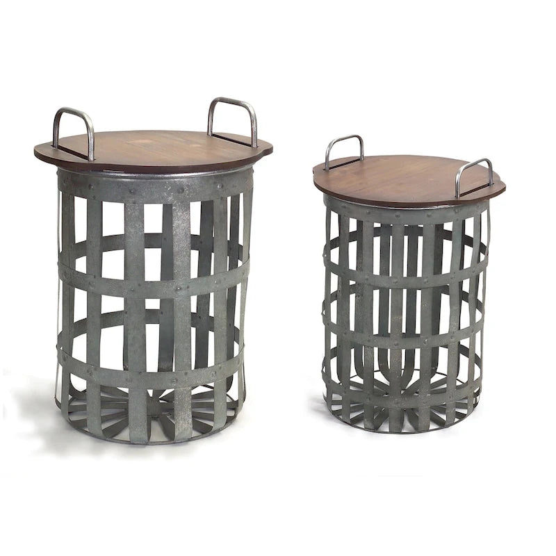 Tables d'appoint en métal et bois (lot de 2)