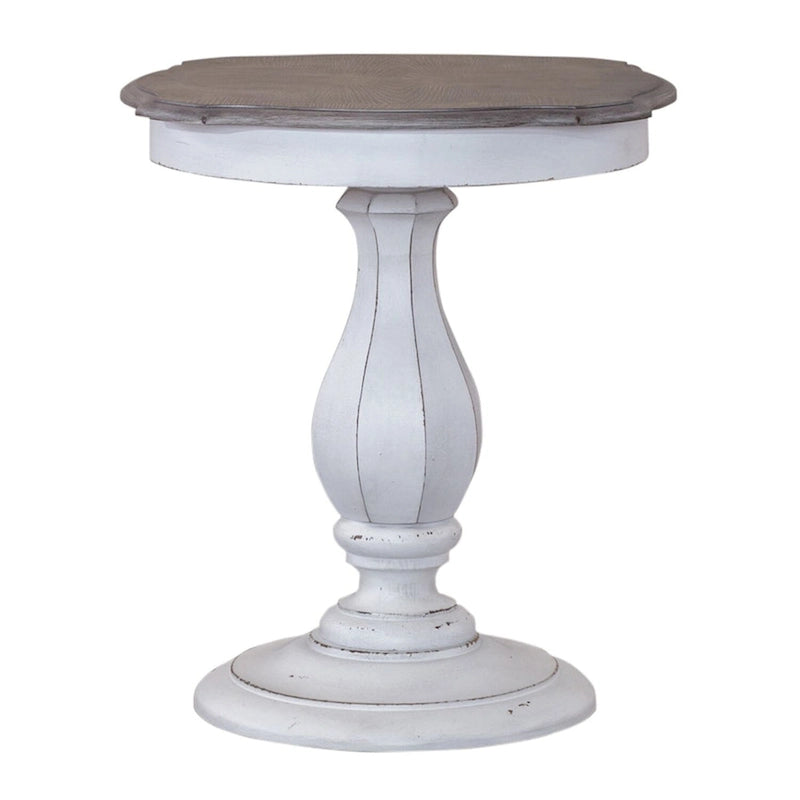 Table d'appoint ronde blanc antique