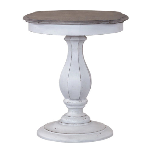 Table d'appoint ronde blanc antique