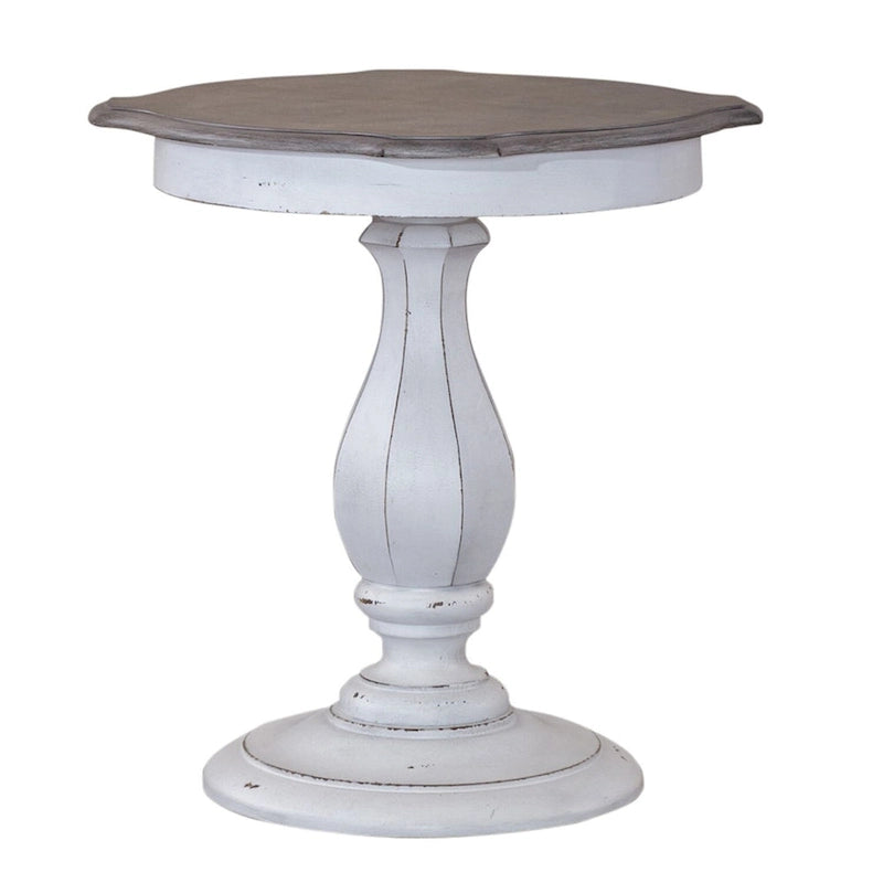 Table d'appoint ronde blanc antique