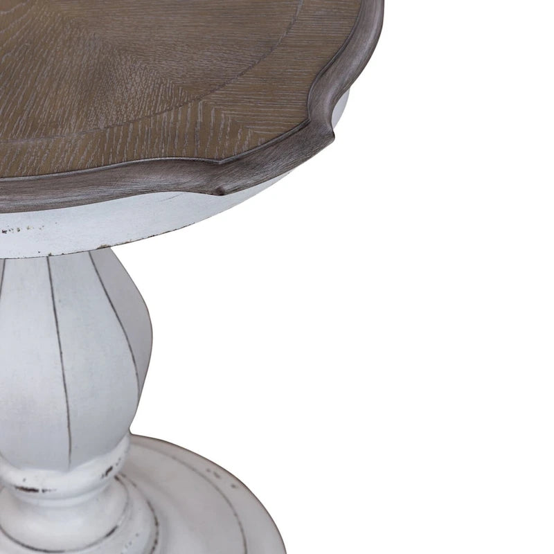 Table d'appoint ronde blanc antique