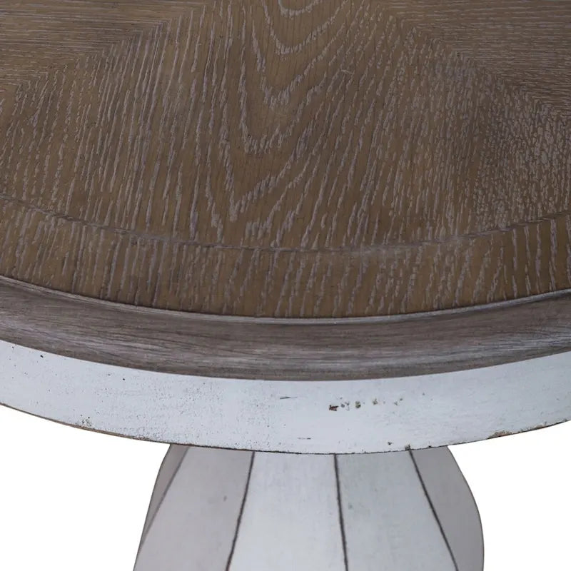 Table d'appoint ronde blanc antique