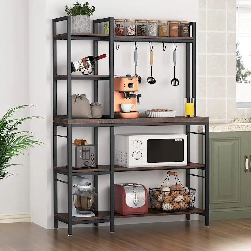 Étagère de boulanger à 5 niveaux, étagère de rangement utilitaire avec armoire de rangement pour la cuisine, support pour four à micro-ondes