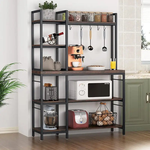 Étagère de boulanger à 5 niveaux, étagère de rangement utilitaire avec armoire de rangement pour la cuisine, support pour four à micro-ondes