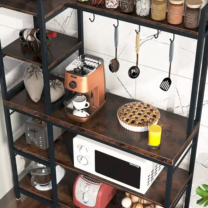 Étagère de boulanger à 5 niveaux, étagère de rangement utilitaire avec armoire de rangement pour la cuisine, support pour four à micro-ondes