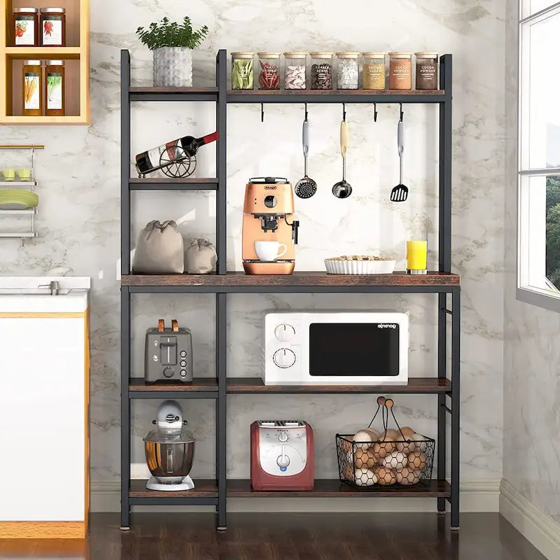 Étagère de boulanger à 5 niveaux, étagère de rangement utilitaire avec armoire de rangement pour la cuisine, support pour four à micro-ondes