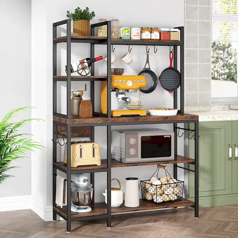 Étagère de boulanger à 5 niveaux, étagère de rangement utilitaire avec armoire de rangement pour la cuisine, support pour four à micro-ondes