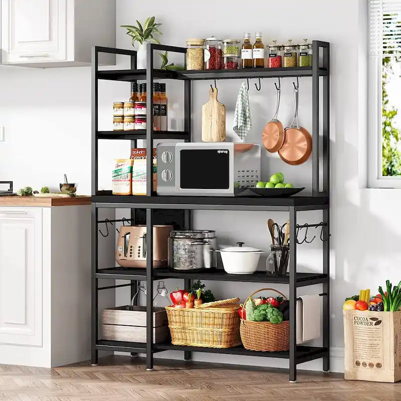 Étagère de boulanger à 5 niveaux, étagère de rangement utilitaire avec armoire de rangement pour la cuisine, support pour four à micro-ondes