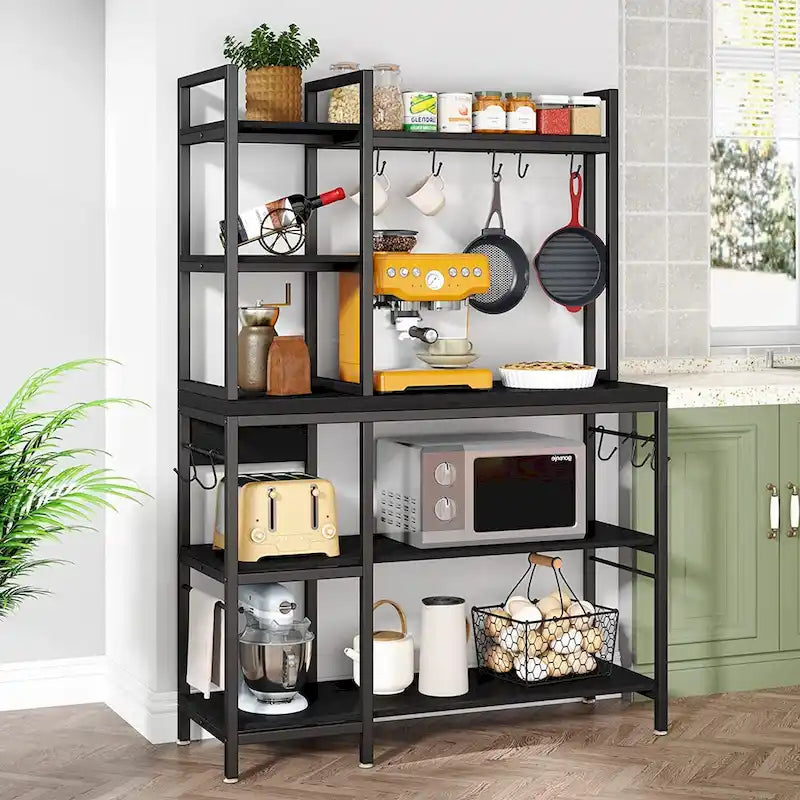 Étagère de boulanger à 5 niveaux, étagère de rangement utilitaire avec armoire de rangement pour la cuisine, support pour four à micro-ondes