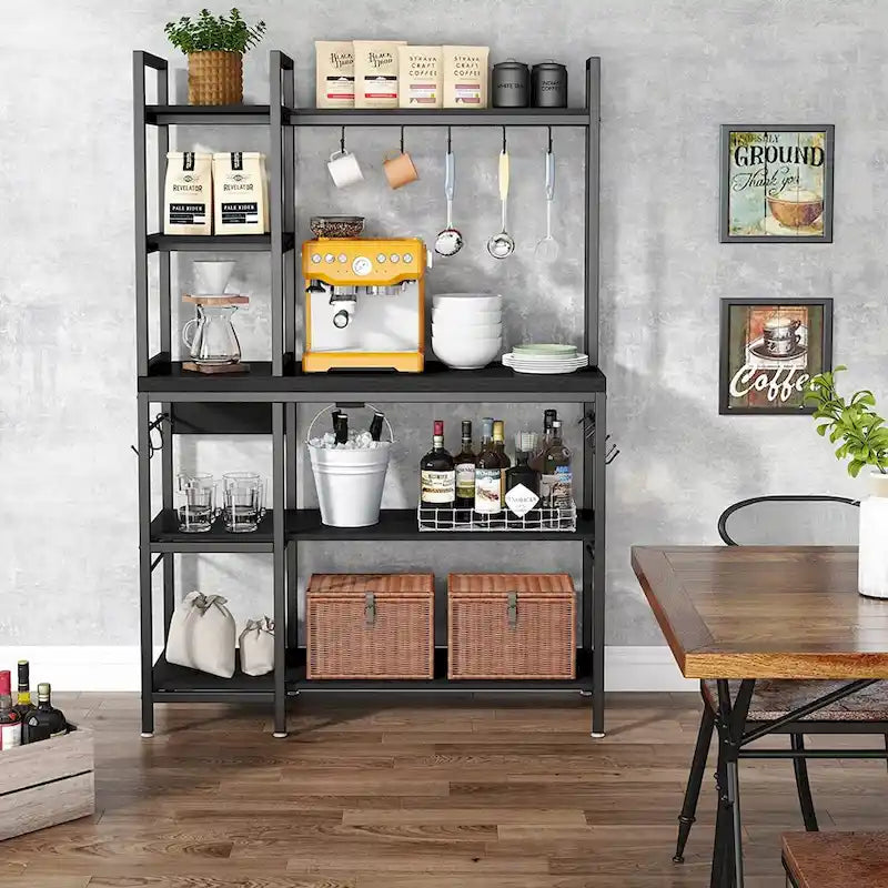 Étagère de boulanger à 5 niveaux, étagère de rangement utilitaire avec armoire de rangement pour la cuisine, support pour four à micro-ondes