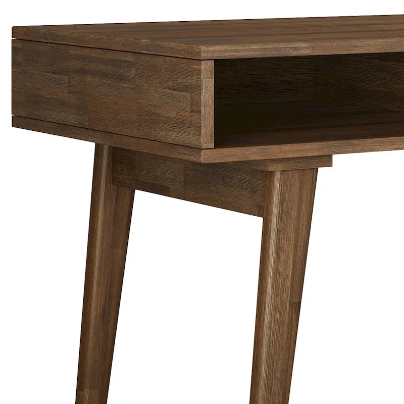 Bureau contemporain de 152 cm de large en bois massif avec tiroirs, coloris brun vieilli rustique