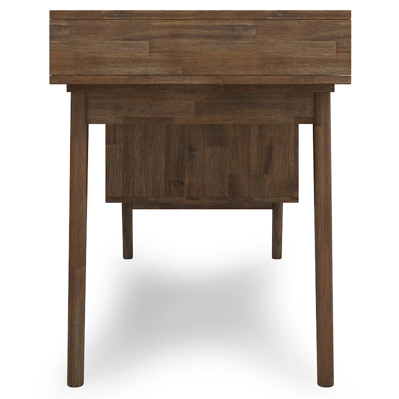 Bureau contemporain de 152 cm de large en bois massif avec tiroirs, coloris brun vieilli rustique
