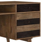 Bureau contemporain de 152 cm de large en bois massif avec tiroirs, coloris brun vieilli rustique