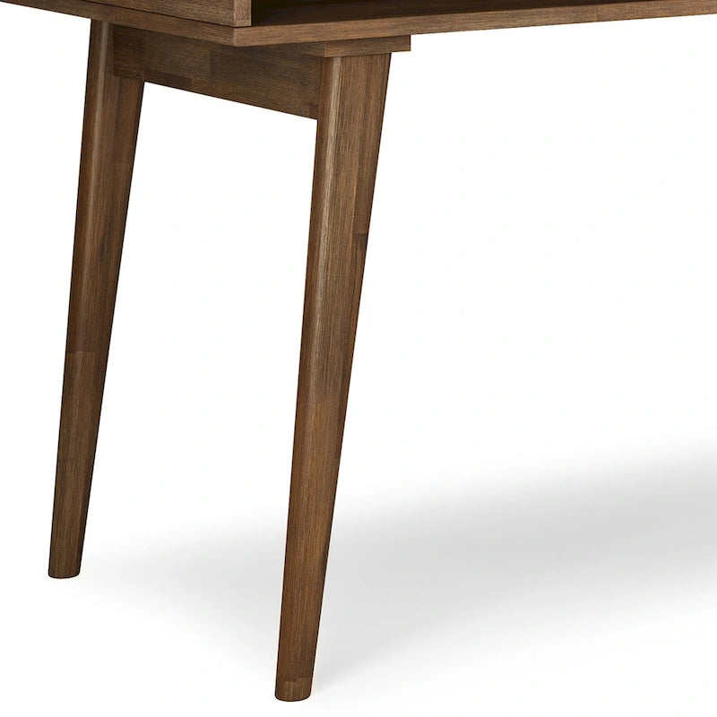 Bureau contemporain de 152 cm de large en bois massif avec tiroirs, coloris brun vieilli rustique