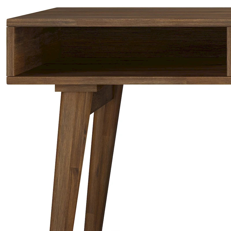 Bureau contemporain de 152 cm de large en bois massif avec tiroirs, coloris brun vieilli rustique