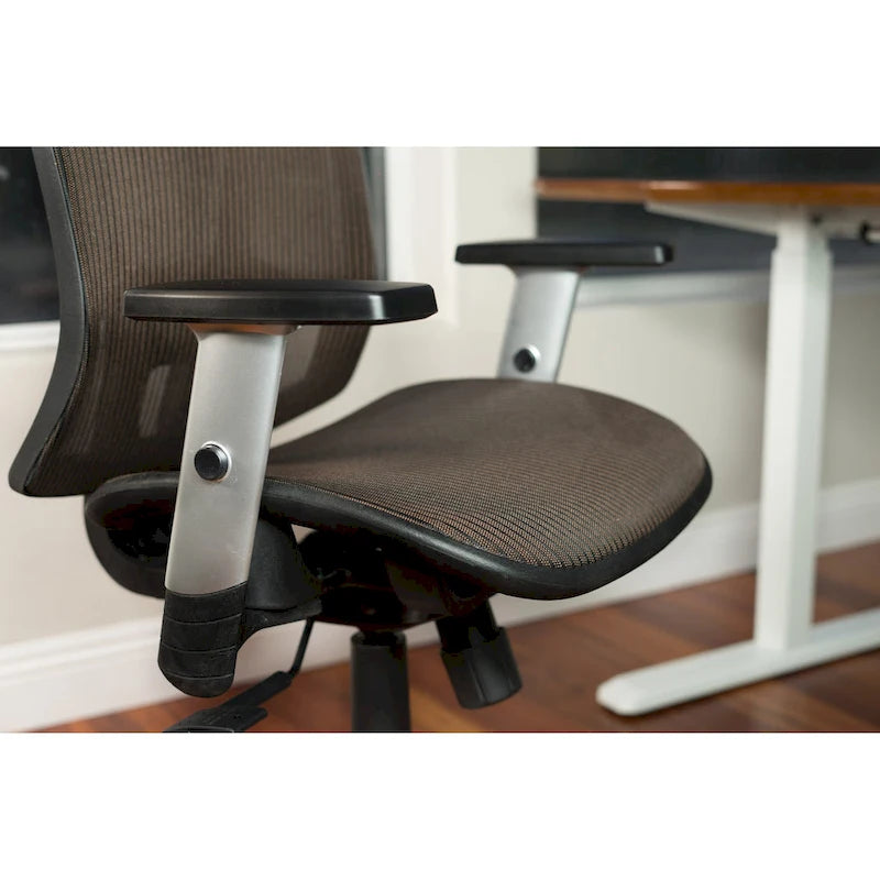 Fauteuil de bureau ergonomique marron en maille entièrement maillée, réglable en hauteur, avec accoudoirs et appuie-tête, hauteur maximale de 52 pouces