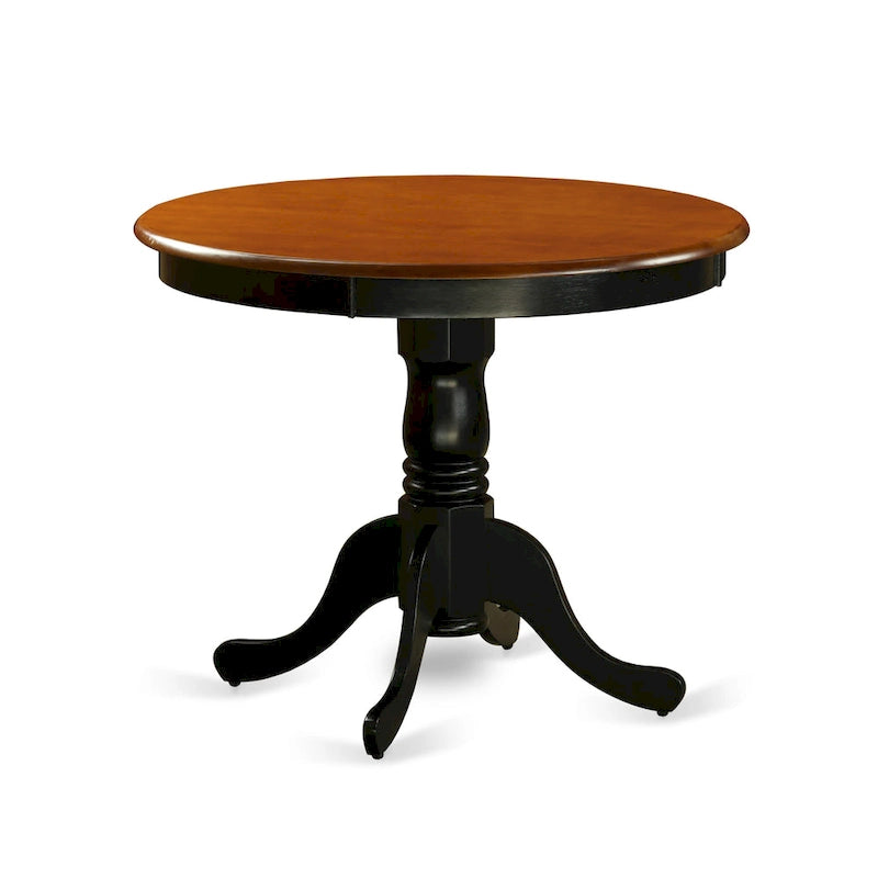Table de salle à manger de cuisine - un plateau de table rond en bois massif avec pied central, 36x36 pouces, (options de finition)