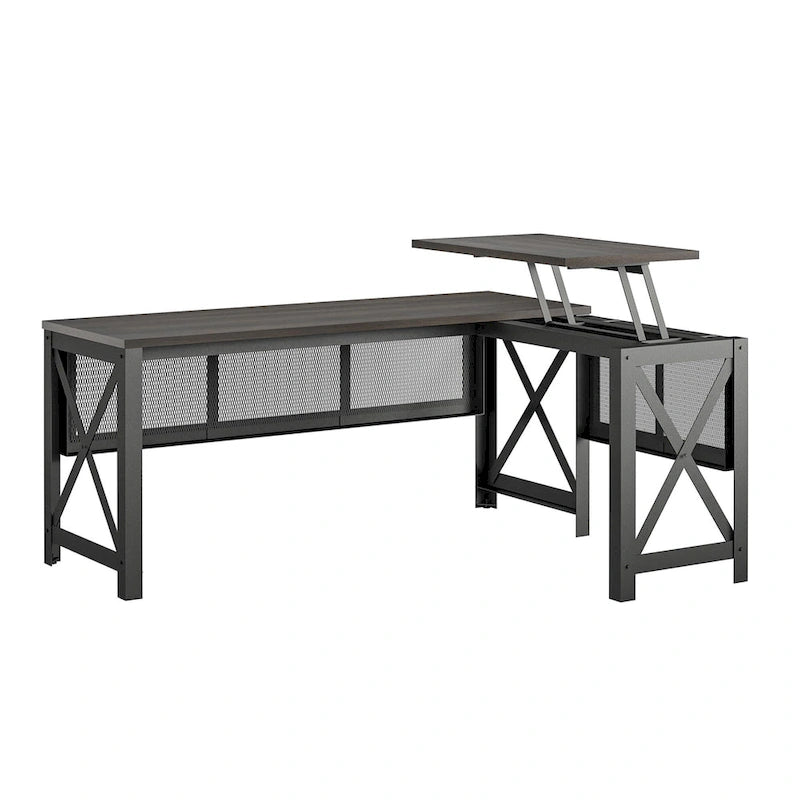 Bureau d'angle avec plateau relevable