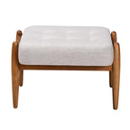 Repose-pieds ottoman en tissu gris foncé et bois finition noyer