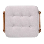 Repose-pieds ottoman en tissu gris foncé et bois finition noyer