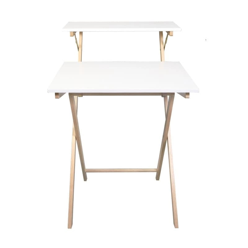 Bureau de travail pliable pour ordinateur portable en bois massif à 2 niveaux