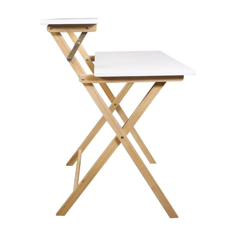 Bureau de travail pliable pour ordinateur portable en bois massif à 2 niveaux