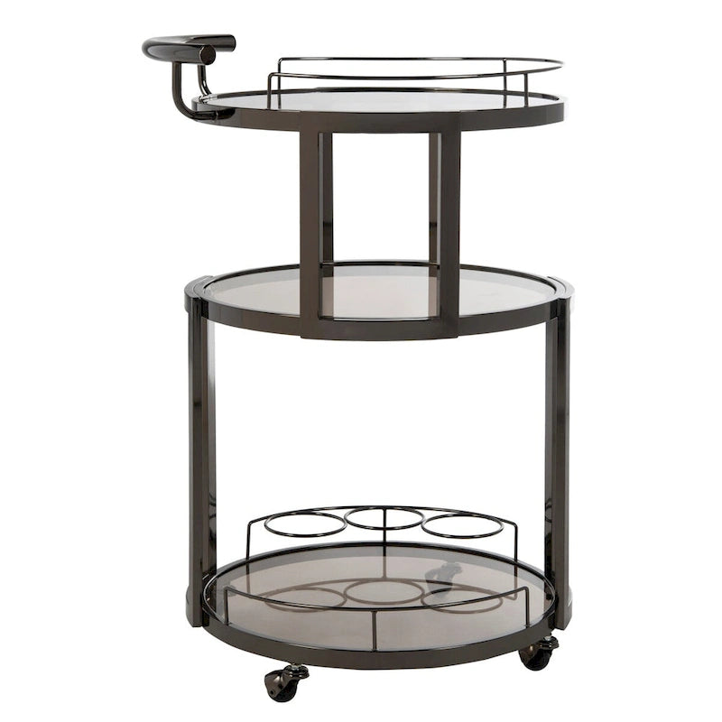 Desserte de bar ronde à 3 niveaux - Or / Thé - 22,1 x 19,7 x 34,3 - 22 larg. x 20 prof. x 34 haut.