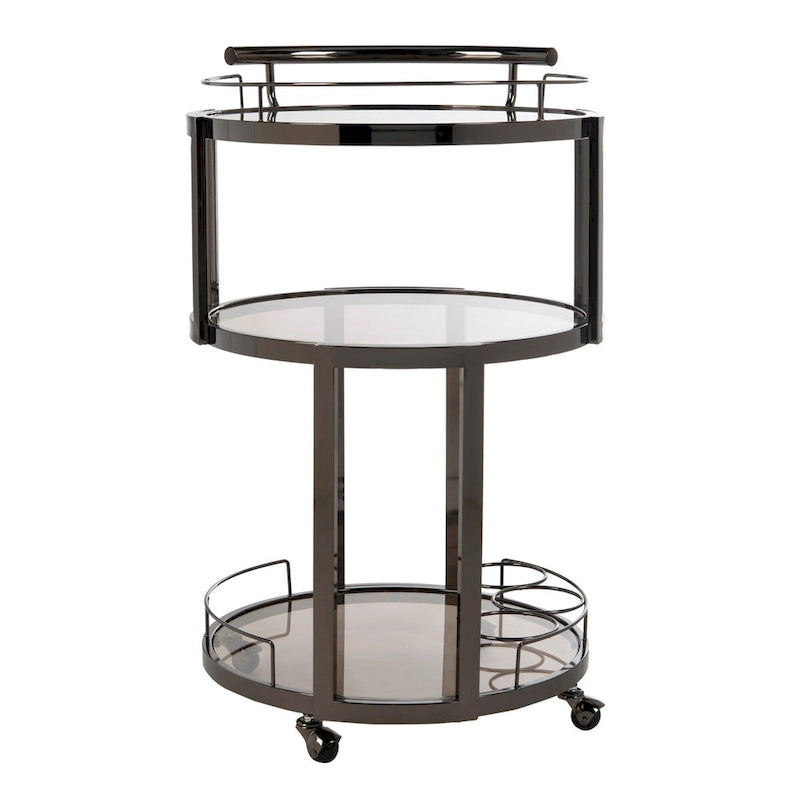 Desserte de bar ronde à 3 niveaux - Or / Thé - 22,1 x 19,7 x 34,3 - 22 larg. x 20 prof. x 34 haut.