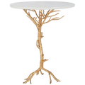 Table d'appoint en granit blanc et laiton - 20 x 20 x 24,6 - 20 larg. x 20 prof. x 25 haut.
