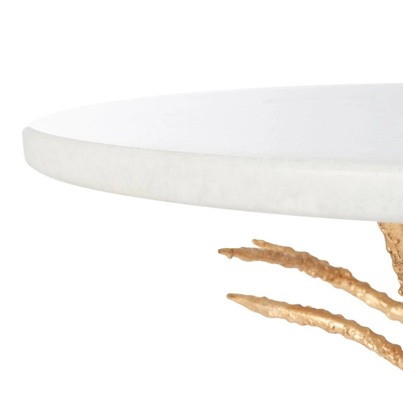 Table d'appoint en granit blanc et laiton - 20 x 20 x 24,6 - 20 larg. x 20 prof. x 25 haut.