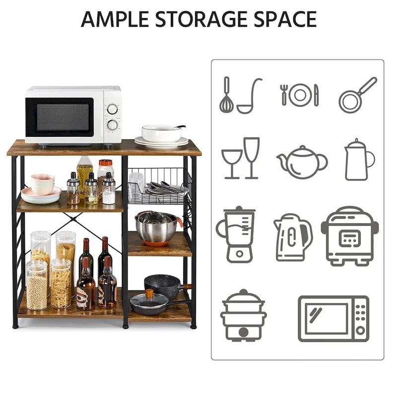 Étagère de rangement pour îlot de cuisine avec cadre en métal