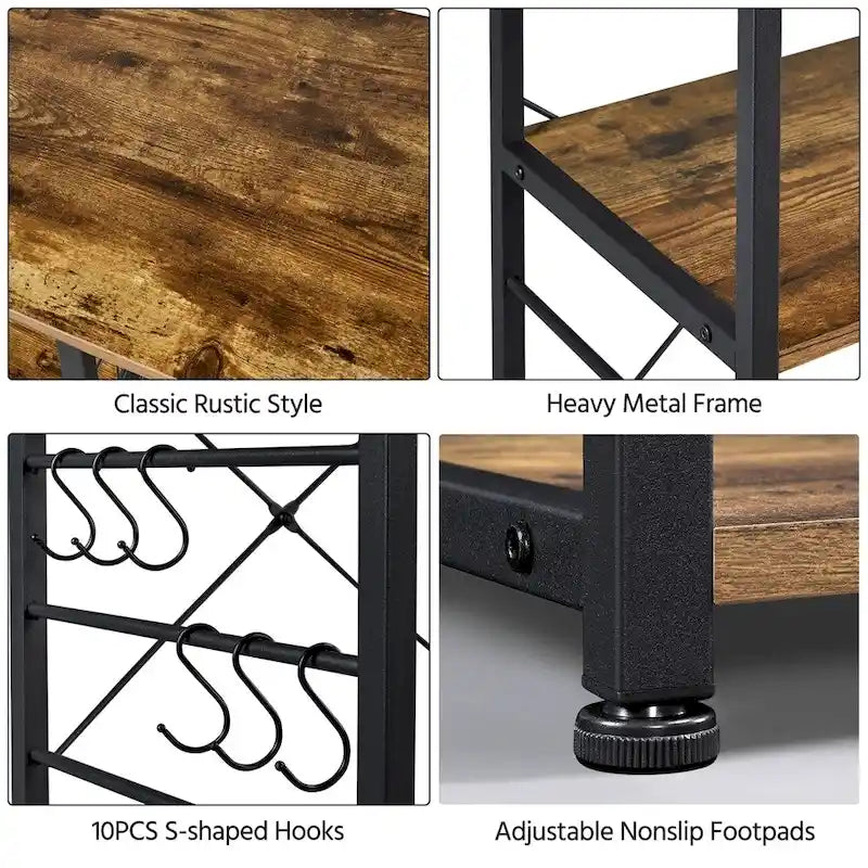 Étagère de rangement pour îlot de cuisine avec cadre en métal