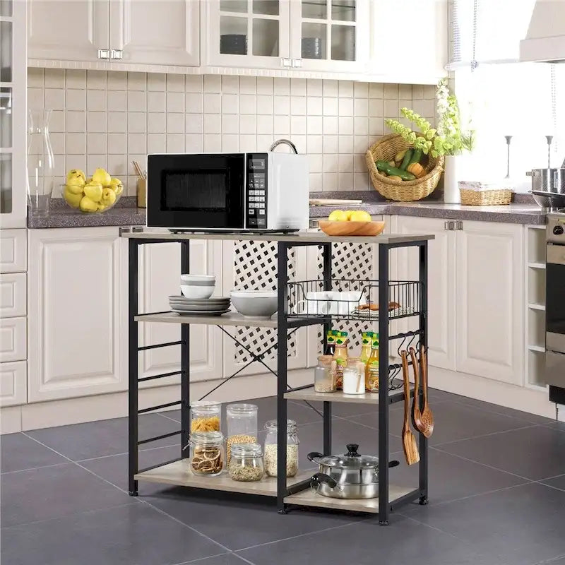 Étagère de rangement pour îlot de cuisine avec cadre en métal