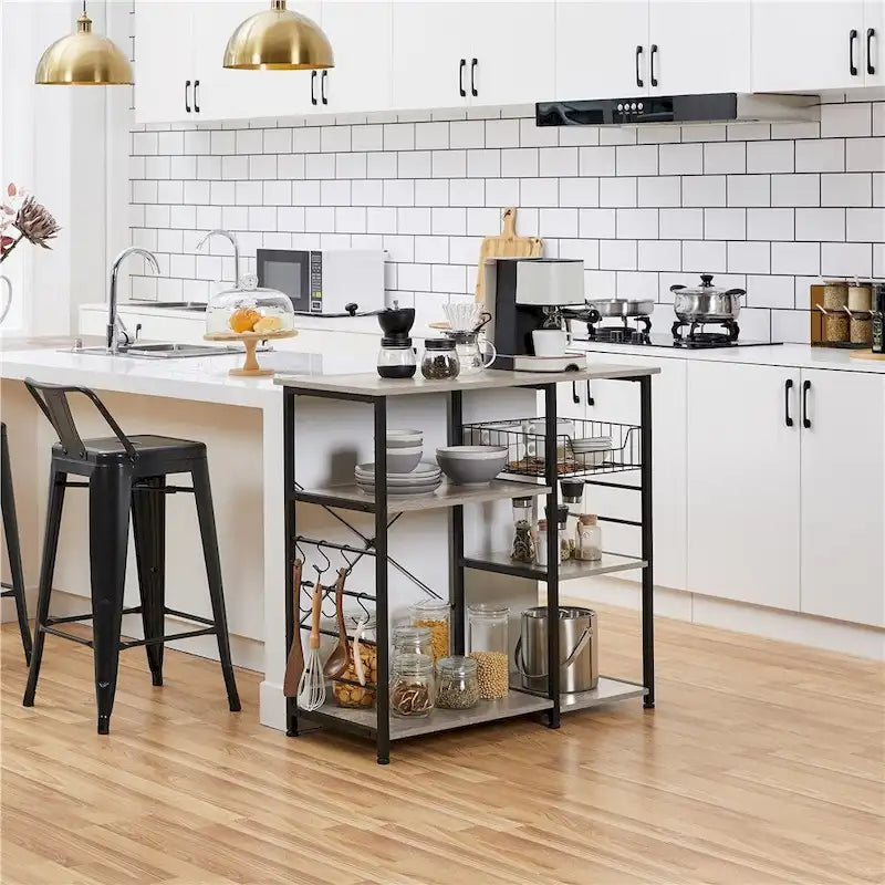 Étagère de rangement pour îlot de cuisine avec cadre en métal