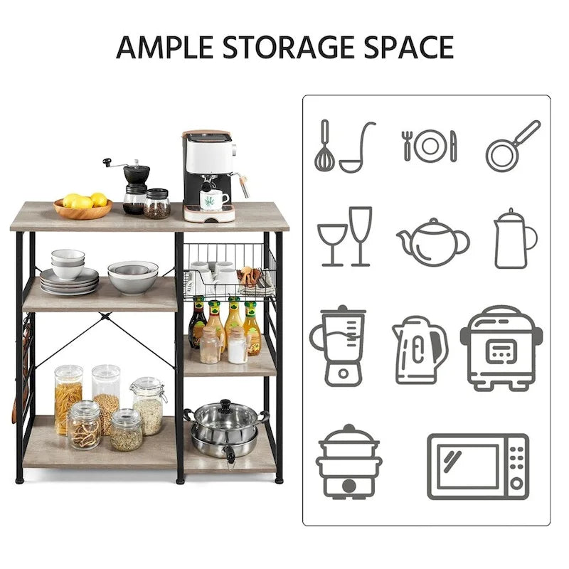 Étagère de rangement pour îlot de cuisine avec cadre en métal