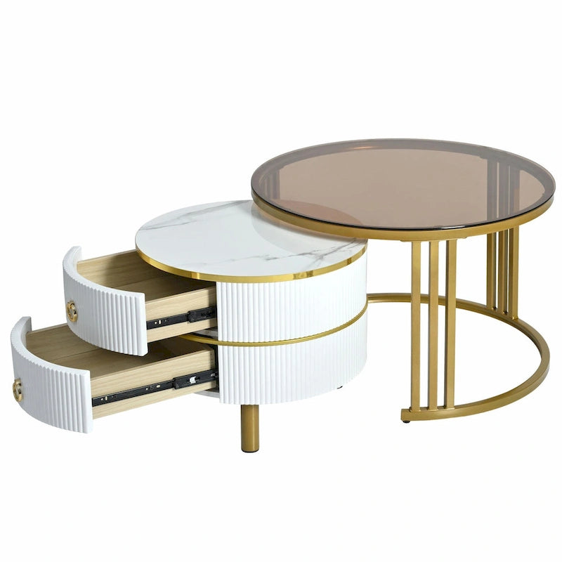 Ensemble de tables basses gigognes avec 2 tiroirs