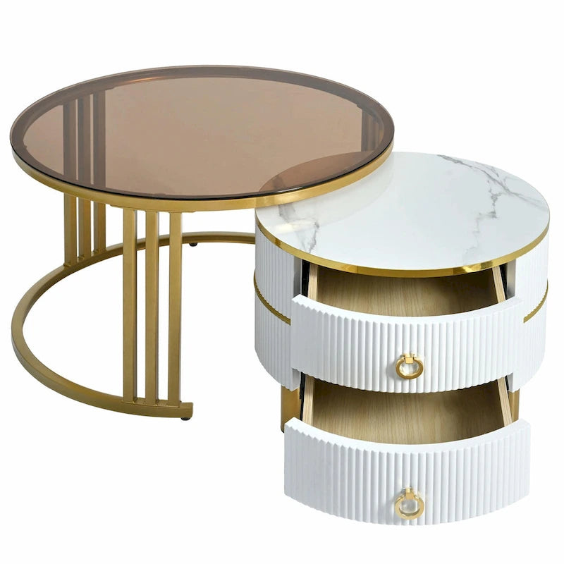 Ensemble de tables basses gigognes avec 2 tiroirs