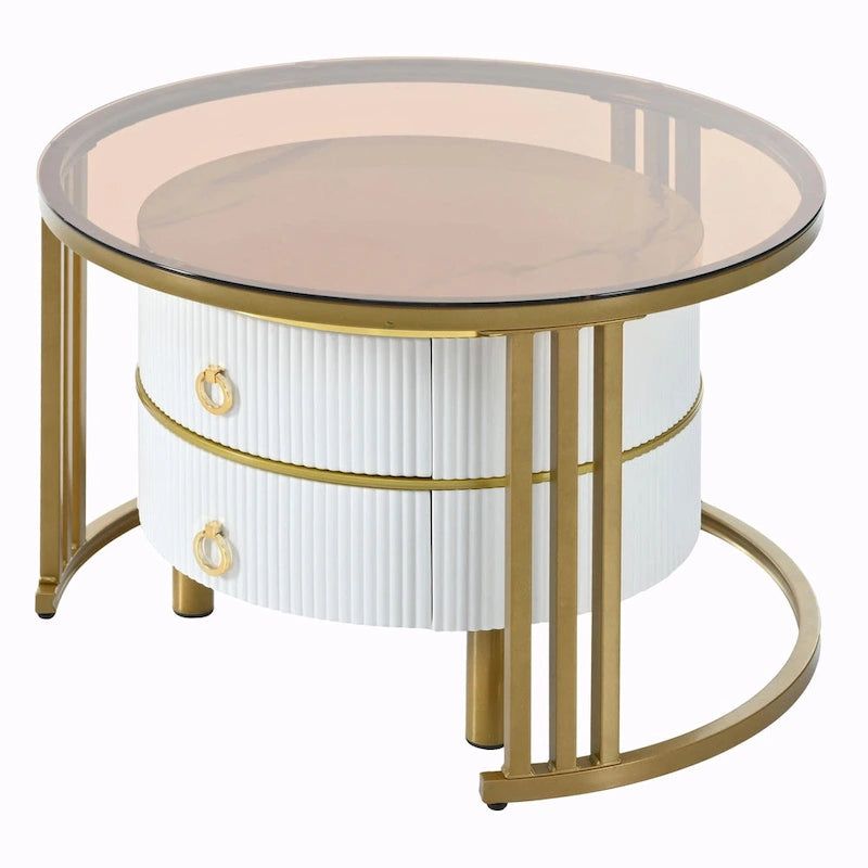 Ensemble de tables basses gigognes avec 2 tiroirs