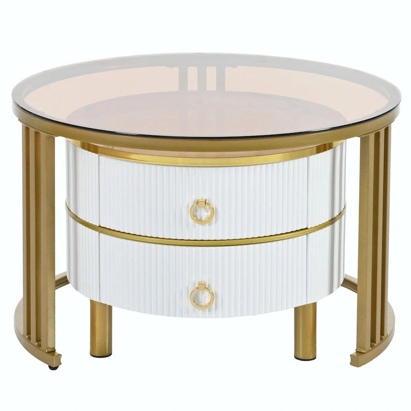 Ensemble de tables basses gigognes avec 2 tiroirs