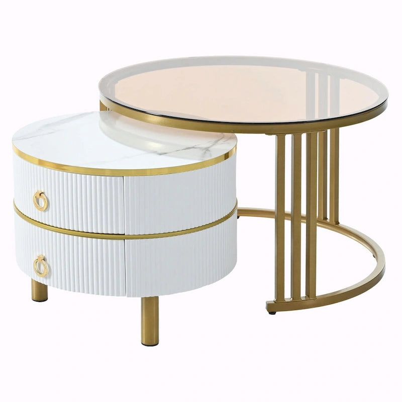Ensemble de tables basses gigognes avec 2 tiroirs