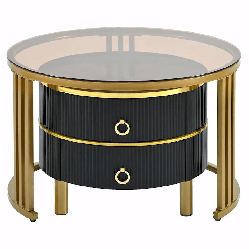 Ensemble de tables basses gigognes avec 2 tiroirs