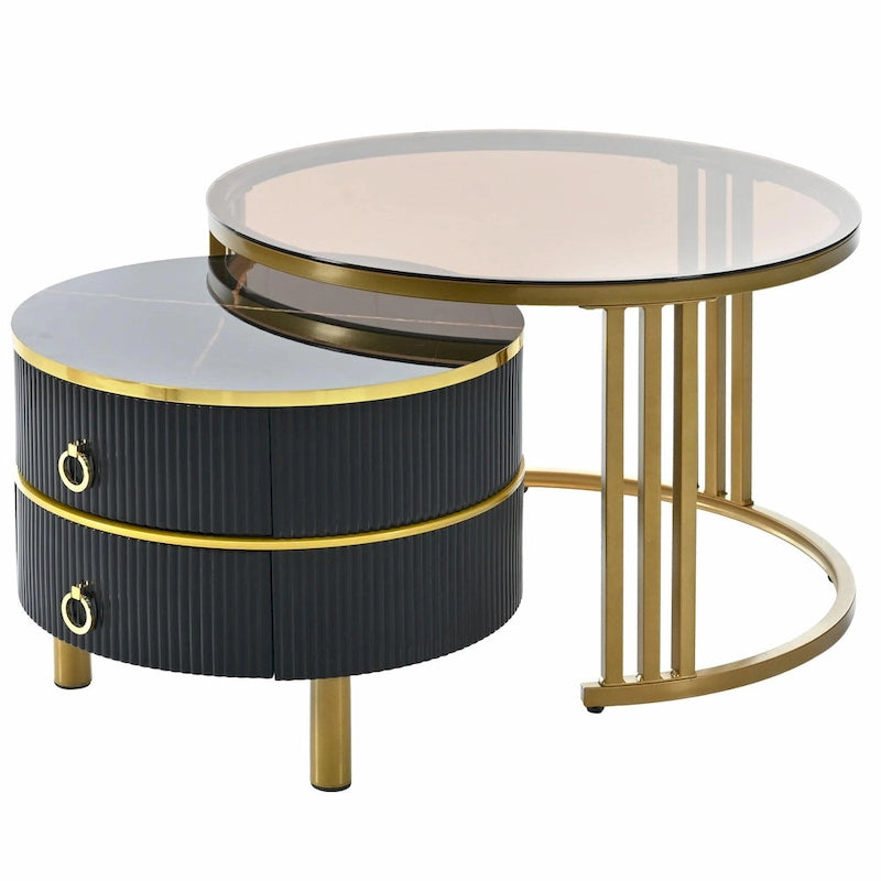 Ensemble de tables basses gigognes avec 2 tiroirs