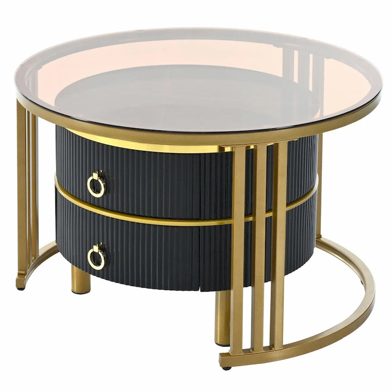 Ensemble de tables basses gigognes avec 2 tiroirs