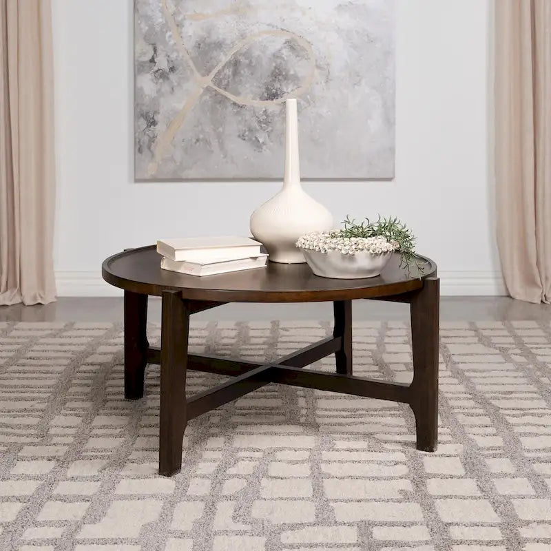 Mavis Dark Brown Round Coffee Table