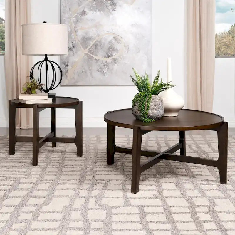 Table basse ronde Mavis marron foncé