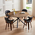 Table à manger ronde en noyer noir avec pied en croix pour cuisine, salle à manger