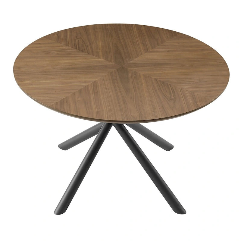 Table à manger ronde en noyer noir avec pied en croix pour cuisine, salle à manger
