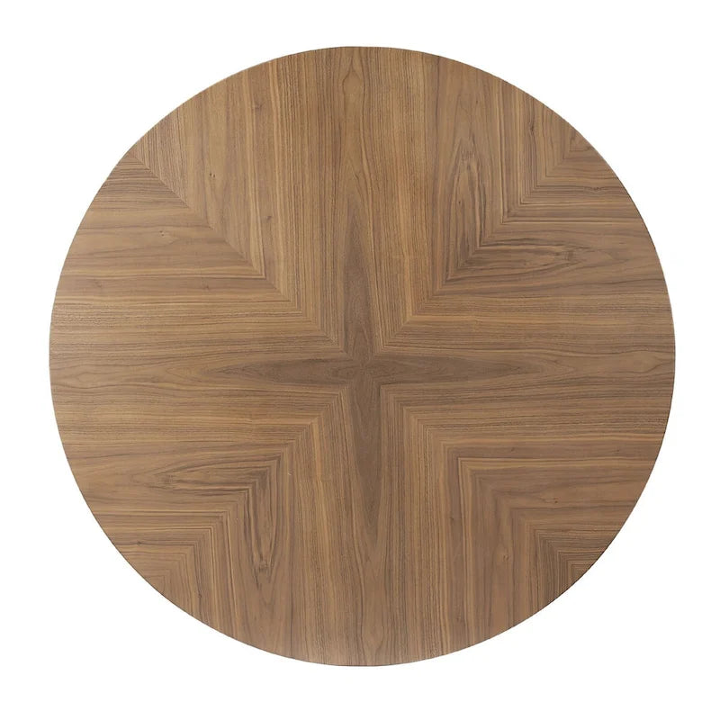 Table à manger ronde en noyer noir avec pied en croix pour cuisine, salle à manger